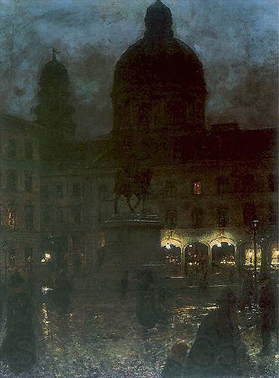 Aleksander Gierymski Wittelsbacher Square during the night. Norge oil painting art